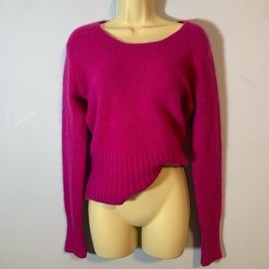 Only cashmere Bright Fuchsia Pink scoop Neck Sweater tie back scoop back medium